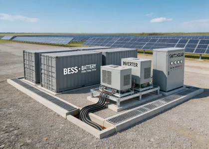 Battery storage plant with inverter skids